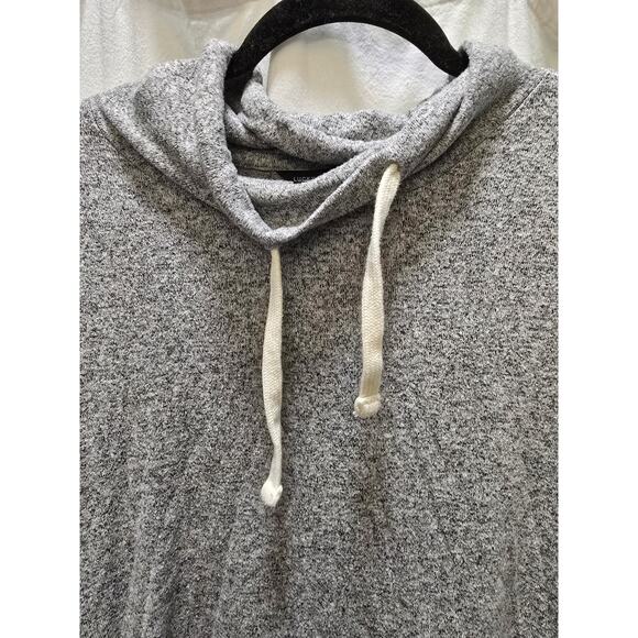 Lucky Brand light gray heathered cowl neck soft sweater drawstring medium - Picture 3 of 11